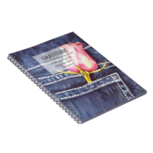 Pink Rose Flower Gratitude Notebook (Right Side)