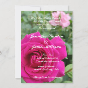 Pink rose flower invitation