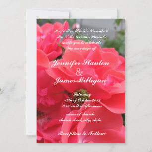 Pink rose flower invitation