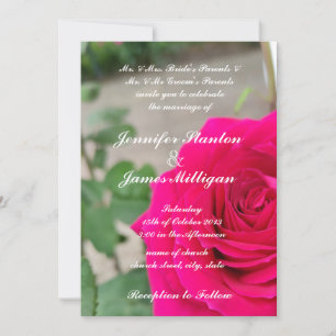 Pink rose flower invitation