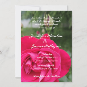 Pink rose flower invitation