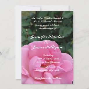 Pink rose flower invitation