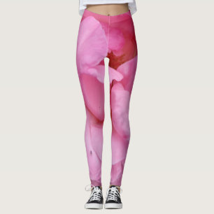 Pink rose flower leggings