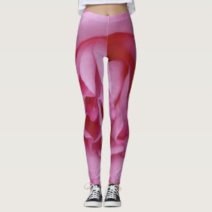 Pink rose flower leggings
