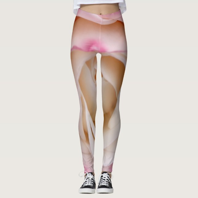 Pink rose flower leggings (Front)