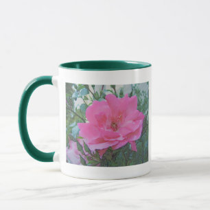 pink rose flower mug