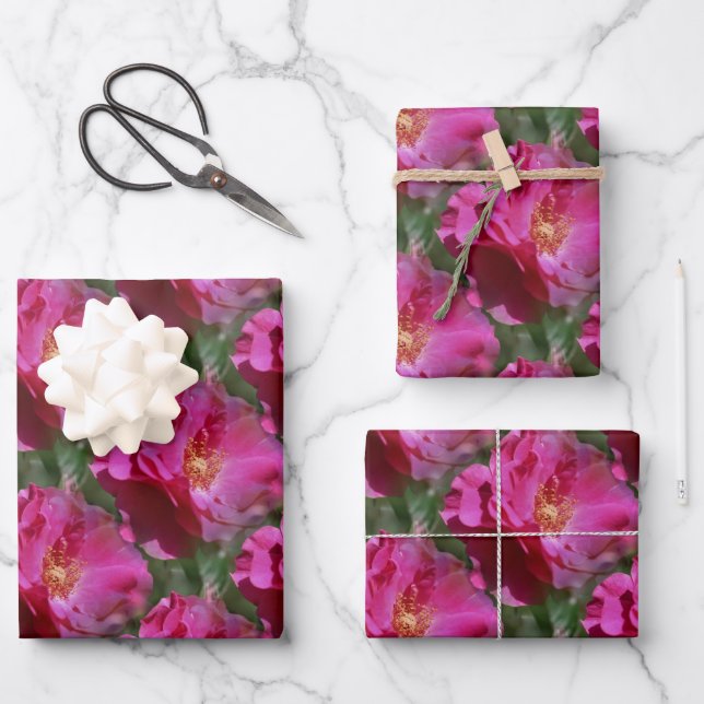 Pink Rose Flower Pattern Nature   Wrapping Paper Sheet (Front)