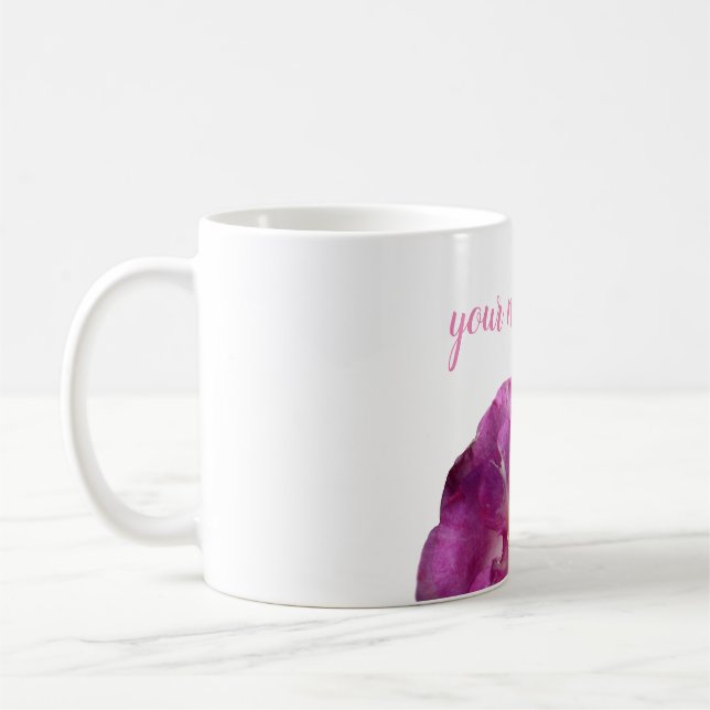 Pink Rose Flower, Personalised Classic Mug (Left)