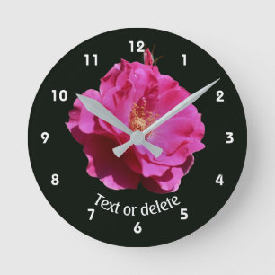 Pink Rose Flower Personalised Round Clock