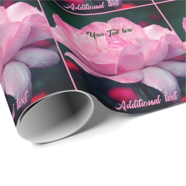 Pink Rose Flower Personalised  Wrapping Paper (Roll Corner)