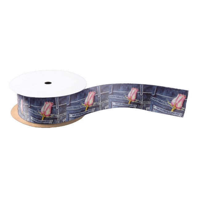 Pink Rose Flower Satin Ribbon (Spool)