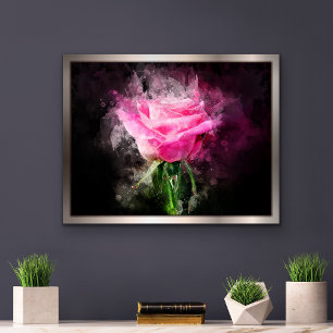 Pink Rose flower watercolor - bb Photo Print