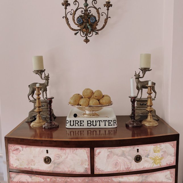 Pink Rose Flowers Bee Gold Flush Floral Decoupage Tissue Paper (Creator Uploaded)