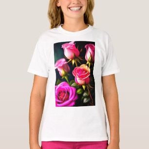 Pink Rose Flowers Digital Artwork-48345 T-Shirt