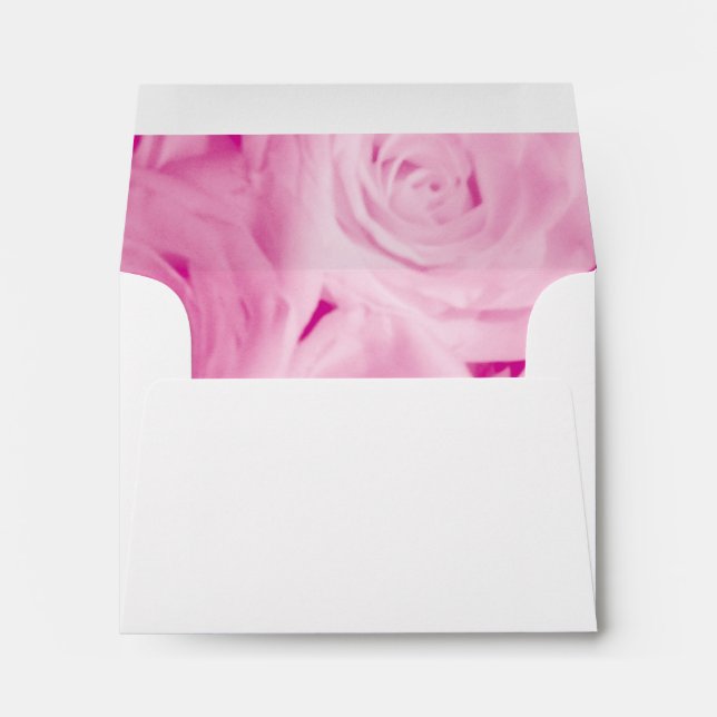 Pink rose flowers | Elegant wedding envelopes (Back (Bottom))