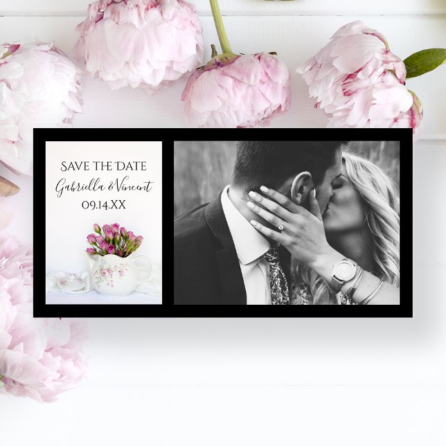 Pink Rose Flowers in Teapot Wedding Save the Date (Creator Uploaded)