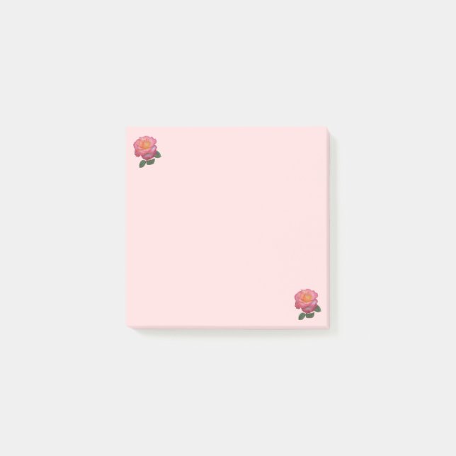 Pink Rose Flowers on Pink Post-it Notes (Front)