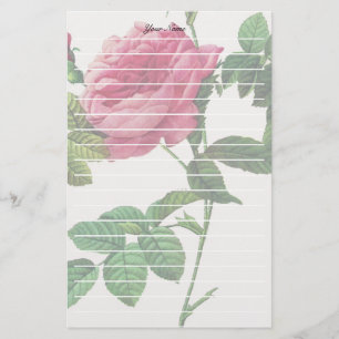 Pink Rose flowers, Pierre Joseph Redouté Stationery