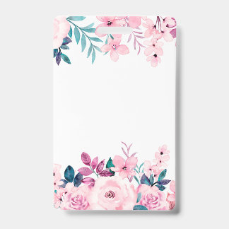 Pink Rose Flowers Spring Floral Beautiful Design ID Badge