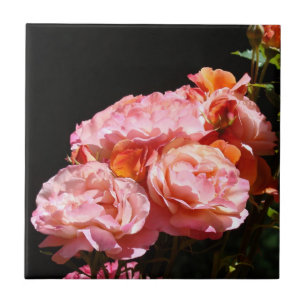 Pink Rose Flowers Tile Ceranic Art Keepsake box