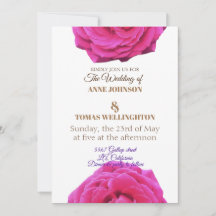 Pink Rose Flowers Wedding Invitation