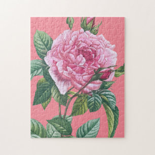 Pink Rose Flowers with Green Leaves Jigsaw Puzzle