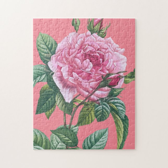 Pink Rose Flowers with Green Leaves Jigsaw Puzzle (Vertical)