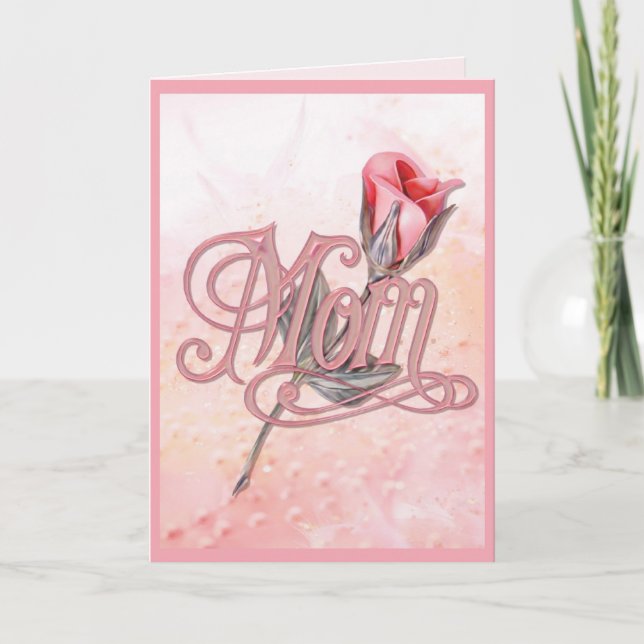 Pink Rose for Mum Card (Front)