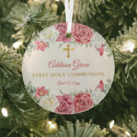 Pink Rose Garden Floral Girl First Holy Communion