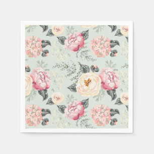 Pink Rose Garden Flower Pattern Napkin