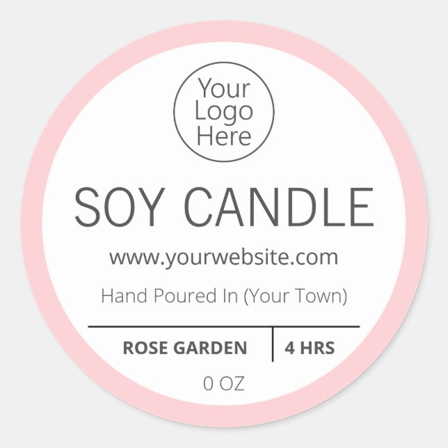 Pink Rose Garden Scented Logo Candle Labels (Front)