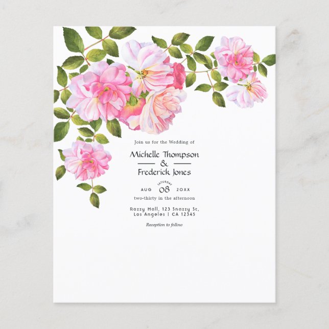 Pink Rose Garden Wedding Flyer (Front)