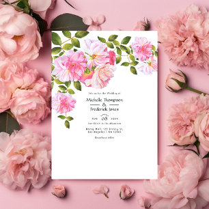 Pink Rose Garden Wedding Invitation