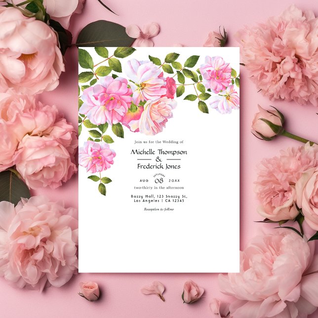 Pink Rose Garden Wedding Invitation (Creator Uploaded)