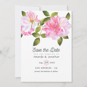 Pink Rose Garden Wedding Save The Date