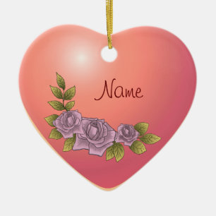 Pink Rose Garland Ceramic Tree Decoration