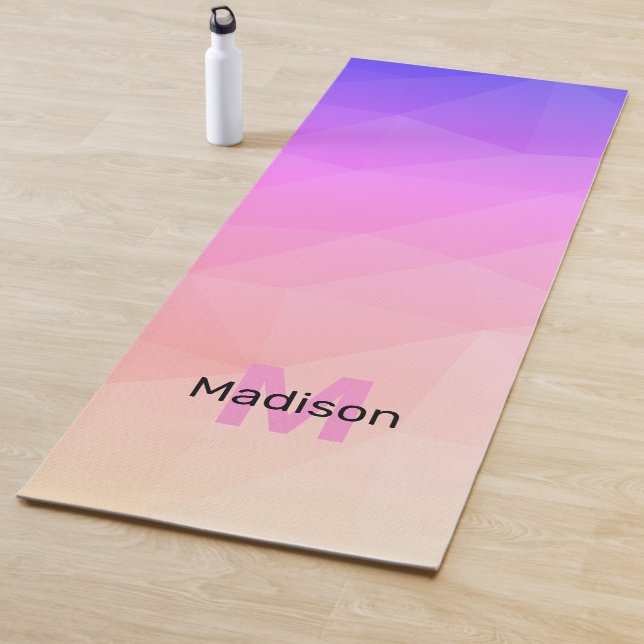 Pink rose geometric mesh ombre pattern Monogram Yoga Mat (In Situ)