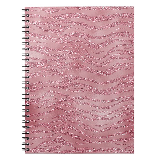 Pink Rose Glitter Zebra Animal        Notebook (Front)