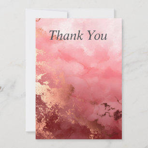 Pink & Rose Gold Abstract Paint Thank You Card