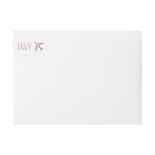 Pink Rose Gold Airplane Travel Theme Address Wrap Around Label