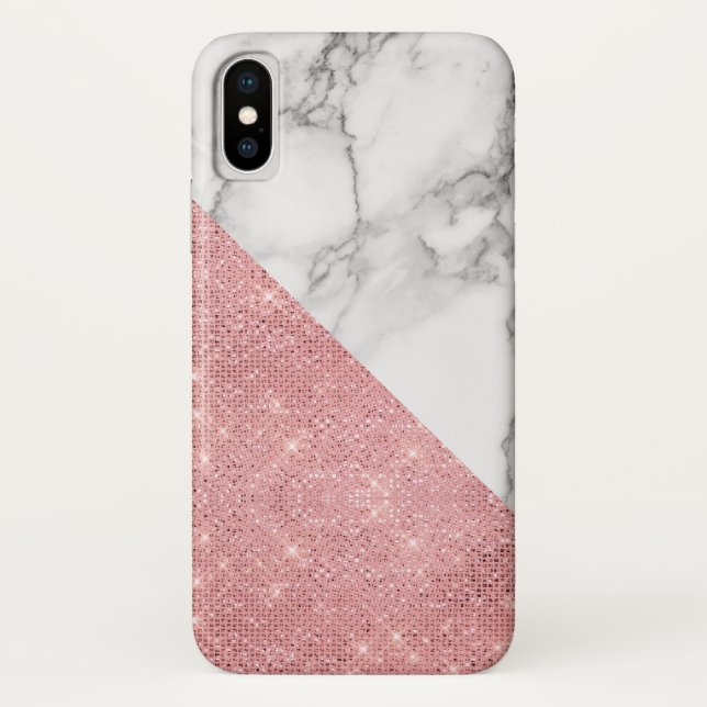 Pink Rose Gold and White Marble Pattern Case-Mate iPhone Case (Back)