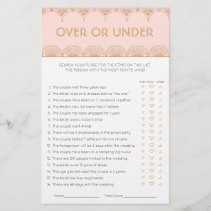 Pink Rose Gold Art Deco Vintage Bridal Shower Game