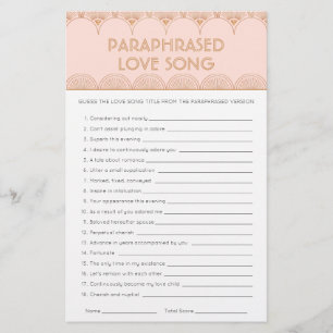 Pink Rose Gold Art Deco Vintage Bridal Shower Game