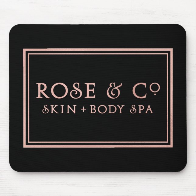 Pink Rose Gold Black Minimal Decor Mouse Pad (Front)