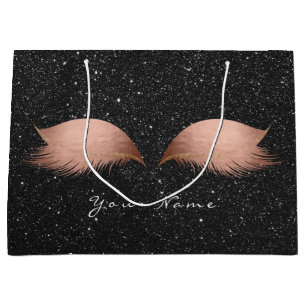 Pink Rose Gold Blush Glitter  Lashes Black  Makeup Large Gift Bag