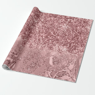 Pink Rose Gold Blush Glitter Spark Ombre Wrapping Paper