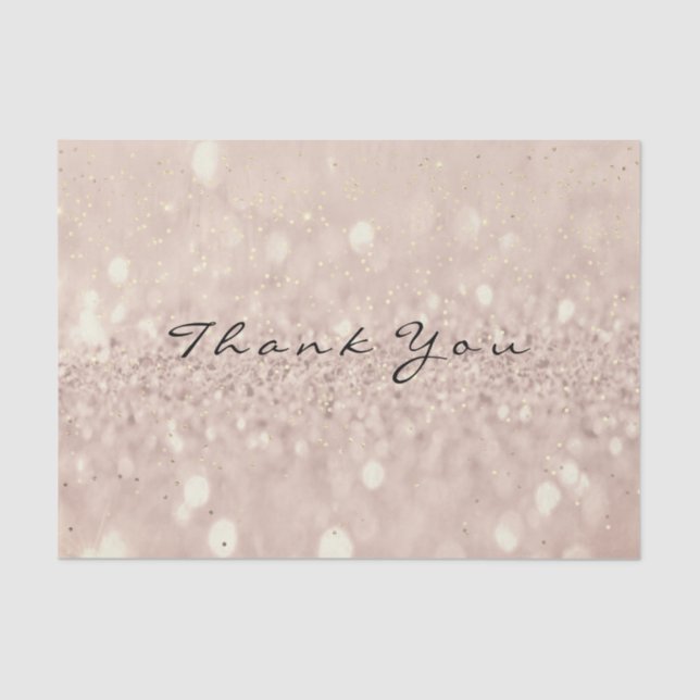 Pink Rose Gold Blush Glitter Thank You Blush Tissue Paper (Front)