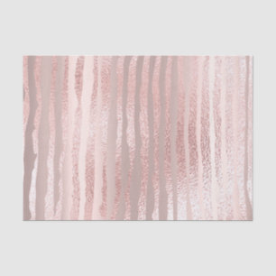 Pink Rose Gold Blush Metallic Silver Strokes Lines Tissue Paper