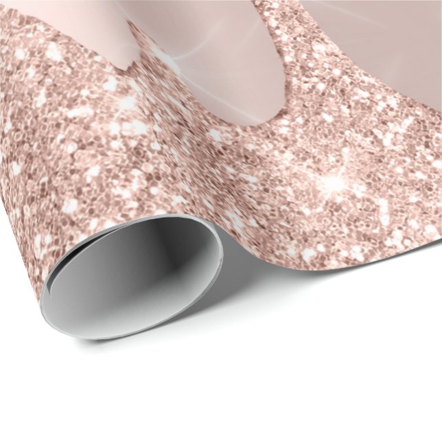 Pink Rose Gold Blush Spark Powder Drips Glam Lux Wrapping Paper (Roll Corner)