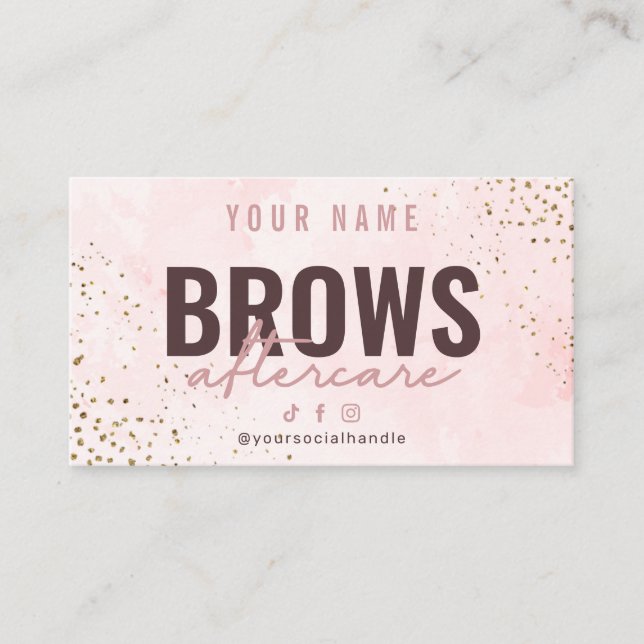 Pink Rose Gold Brows Aftercare Card (Front)